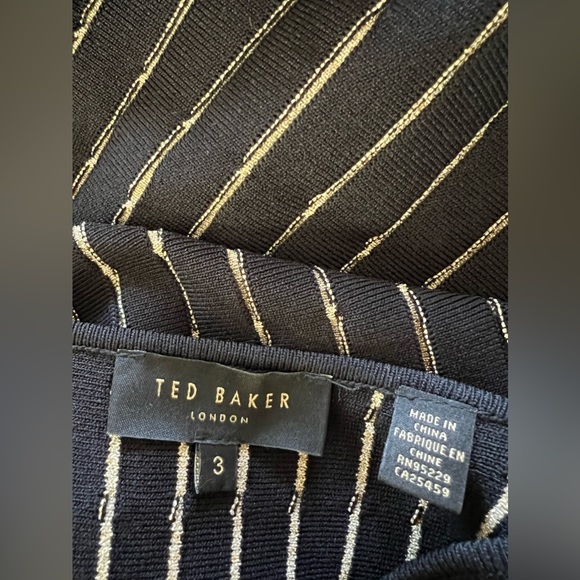 TED BAKER  London black & gold dress size 3 - Picture 11 of 11